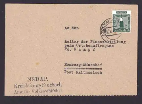 Deutsches Reich Dienst EF D 148 Stockach Baden Württemberg Kreisleitung NSDAP