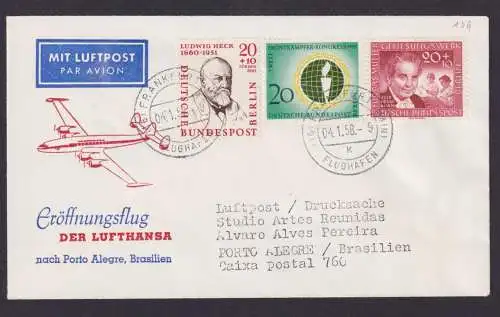 Bund Berlin Brief Flugpost Airmail Frankfurt Main Porto Alegre Brasilien