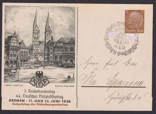 Deutsches Reich Privatganzsache Bremen Philatelie Ausstellung Berlin Spandau SST