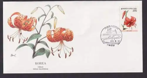 Korea Ostasien Flora Pflanzen Lilium schöner Künstler Brief