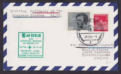 Flugpost Airmail Dekor. Frankatur Widerstandskämpfer Brandenburger Tor LH 736