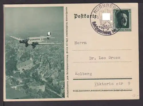 Nürnberg Deutsches Reich Bild Ganzsache Hitler Flugzeug Festpostkarte Reichs -