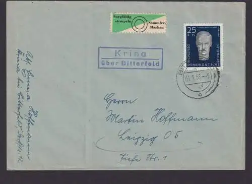 DDR Landpost Krina über Bitterfeld Sachsen Anhalt Brief Sondermarke Leipzig