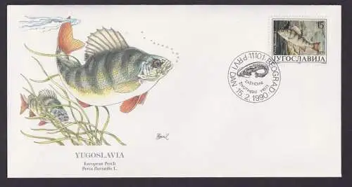 Yugoslavia Jugoslawien Europa Fauna Fische Flussbarsch schöner Künstler Brief