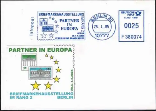 Bund attraktive Sonderkarte Briefmarkenausstellung Berlin Brandenburger Tor 2005