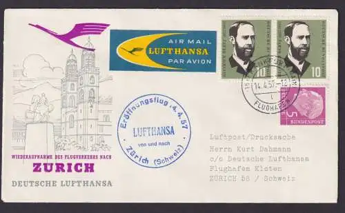 Flugpost Brief Air Mail Bundesrepublik Heuss u.a. Lufthansa Frankfurt Zürich