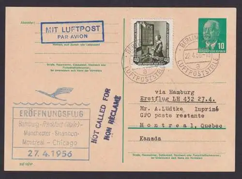 Flugpost Brief Air Mail DDR Pieck Ganzsache Lufthansa Hamburg Manchester