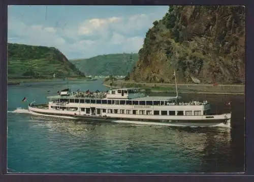 Ansichtskarte Schiffe Schifffahrt Rhein MS Düsseldorf ab Kaub n. Weissenthurm