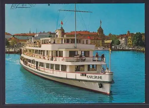 Ansichtskarte Schiffe Schifffahrt ab Lindau n. Friedrichhafen MS Karlsruhe