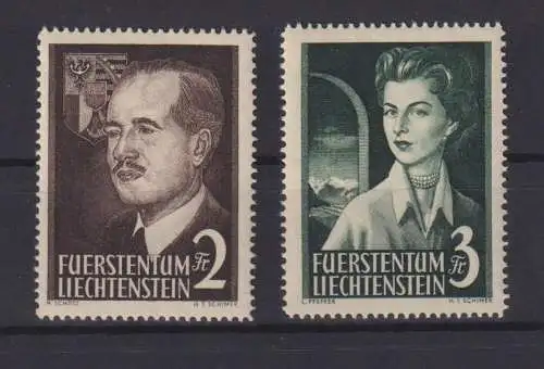 Liechtenstein 332-333 Fürstenpaar Ausgabe tadellos postfrisch MNH Kat 260,00