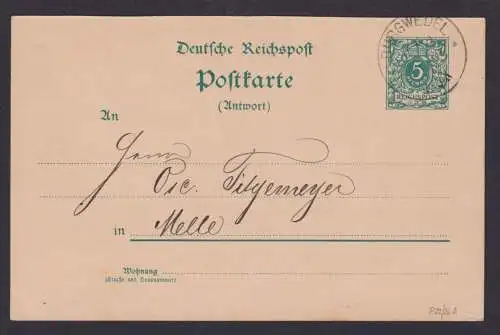 Deutsches Reich K1 Burgwedel Niedersachsen Ganzsache 5 Pfg. Reichspost n. Melle