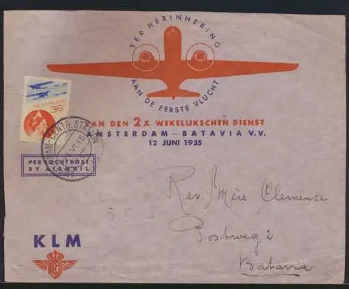 Flugpost air mail Niederlande dekorativer Brief Amsterdam Batavia Ostindien