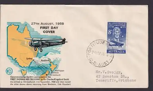 Flugpost Brief Air Mail Australien 284 Erinnerung 1. Tasman See Flug Sir Charles