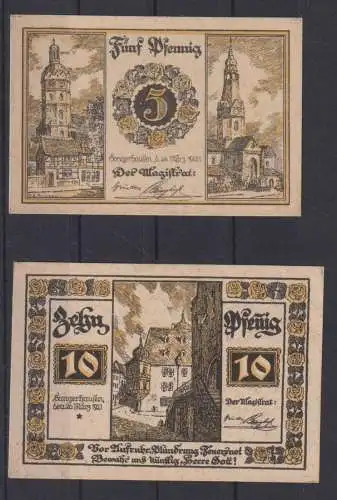 Geldschein Banknote Notgeld Sangerhausen 4 Scheine von 5-50 Pfennig gute Erhtg.