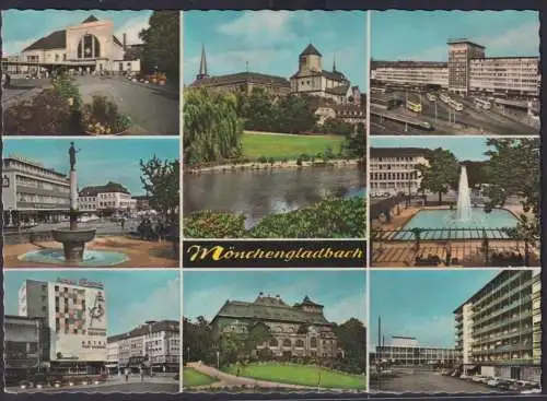 Ansichtskarte Mönchengladbach Brunnen Burg Bahnhof Ansichten NRW nach Flensburg