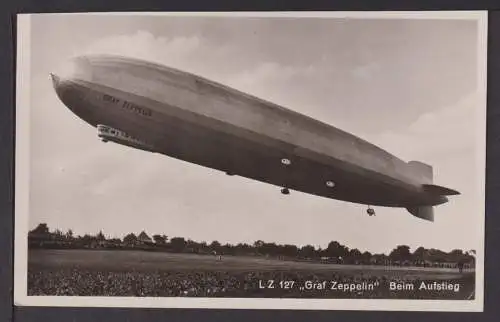 Zeppelin Flugpost Airmail Deutsches Reich Foto Ansichtskarte LZ127 Beim Aufstieg