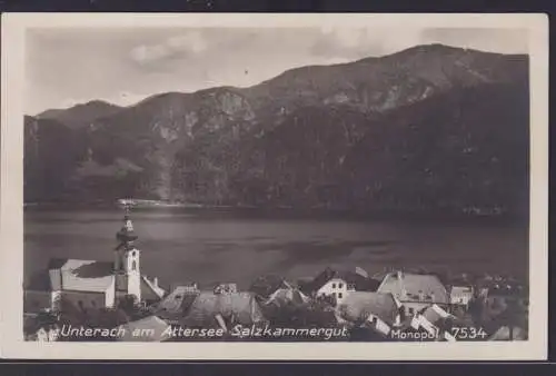 Ansichtskarte Unterach Attersee Salzkammergut Österreich Berge Landschaft Kirche