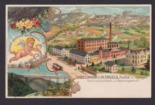 Litho Ansichtskarte Solingen NRW Engelswerk C.W. Engels Foche b. Solingen