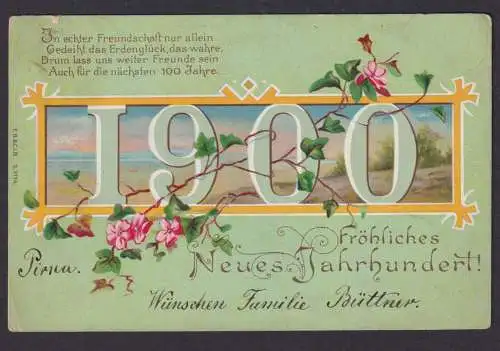 Ansichtskarte Jugendstil Art Nouveau Neujahr Pirna Sachsen Spruch n.