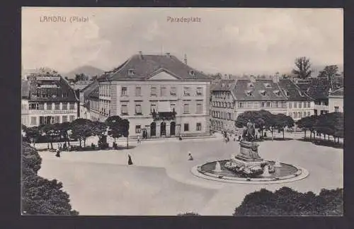 Ansichtskarte Landau Rheinland Pfalz Paradeplatz Denkmal Feldpost n.Braunschweig