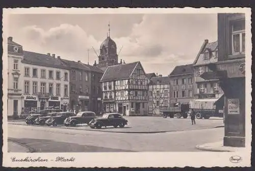 Ansichtskarte Euskirchen NRW Marktplatz Oldtimer Fachwerkhäuser Verlag