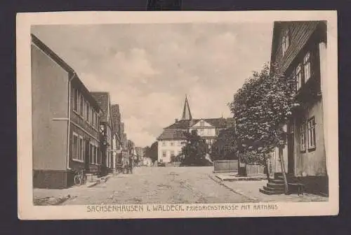 Ansichtskarte Sachsenhausen Waldeck Hessen Friedrichstrasse Rathaus