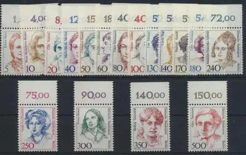 Berlin Frauen komplett 17 Werte vom Oberrand Luxus postfrisch MNH Kat. 70,00++