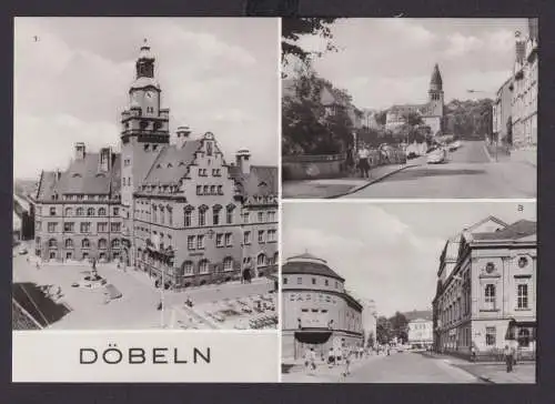 Ansichtskarte Döbeln Sachsen Rathaus am roten Platz Rosa Luxemburg Strasse