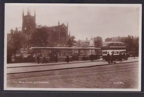 Ansichtskarte Blackburn England Autobus Bus Boulevard Kirche Religion Glaube