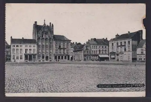 Ansichtskarte Dixmude Belgien Westflandern Großer Platz Häuser Feldpost nach