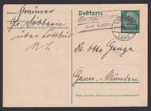 Großdöbbern über Cottbus Brandenburg Deutsches Reich Ganzsache Landpoststempel