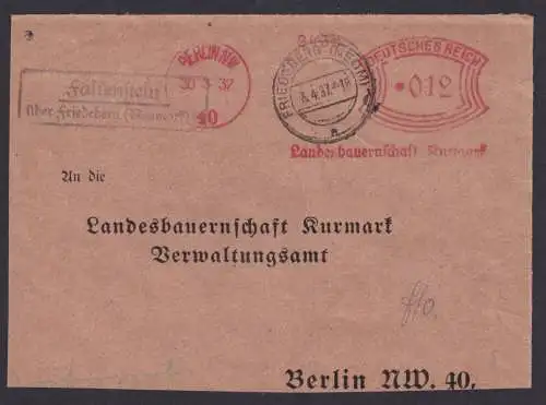 Falkenstein über Friedeberg Neumark Brandenburg Deutsches Reich Landpoststempel