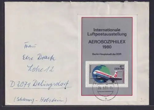 DDR R Brief EF Block 59 Luftpost Ausstellung Aerosozphilex Freiberg n Delingdorf