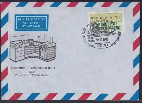 Bund Brief Automatenmarke 5 Pfg Sonderstempel Hamburg 36 Nordposta BRD Terminal