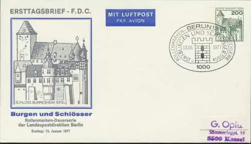 Berlin Privatganzsache FDC Erstausg. Berlin Burgen Schlösser 200 Pfg. 1977