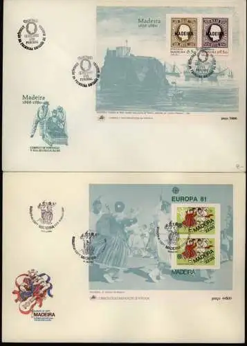 Portugal Madeira Block 1 bis 3 Europa CEPT 1980-1982 auf FDC Ersttag KatW 40,00