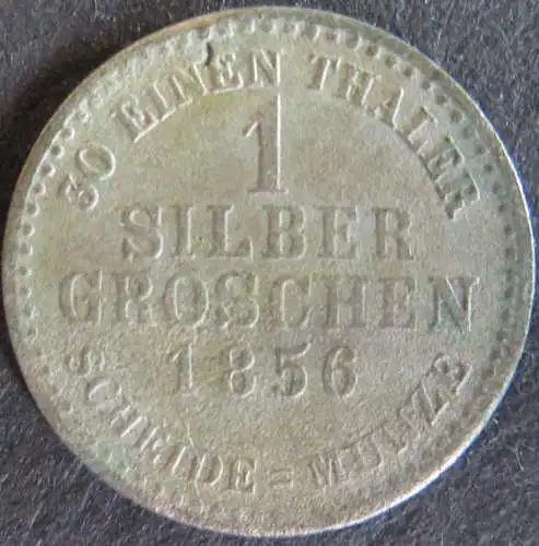 Münze Hessen 1856 - 1 Silbergroschen Gekröntes Löwenwappen s-ss