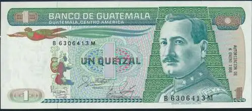 Geldschein Banknote Guatemala 1 Quetzal 1988 P-66 bankfrisch UNC