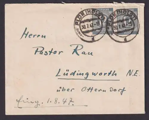 Briefmarken All. Besetzung Gemeinschaft Brief MEF 12 Pfg. Plön Holstein