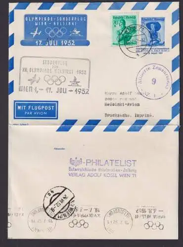 Flugpost Air mail Österreich Privatganzsache Olympia Sport Sonderflug Wien