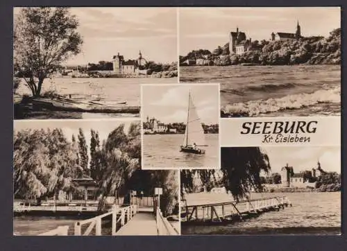 Ansichtskarte Seeburg Kreis Eisleben Sachsen Anhalt Lutherstadt Fluß Boote n.