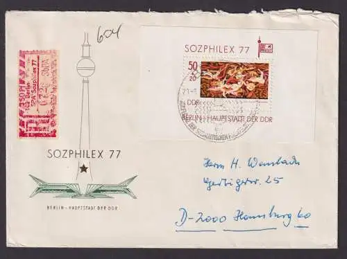 Briefmarken DDR R Brief EF Block 48 Sozphilex Philatelie plus Einschreibemarke