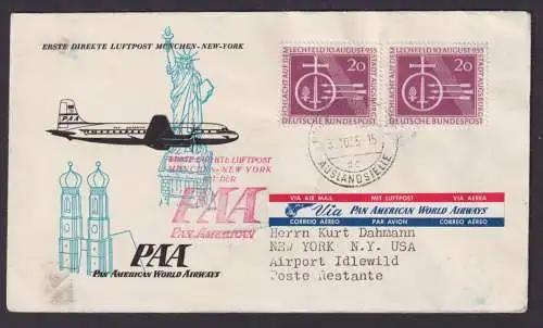 Flugpost Brief Air Mail Bund schöne MEF 216 Erstflug Pan Amerika Zuleitung