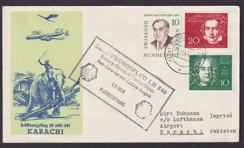 Flugpost Brief Air Mail gute Destination Lufthansa LH 640 641 Karatschi Palistan