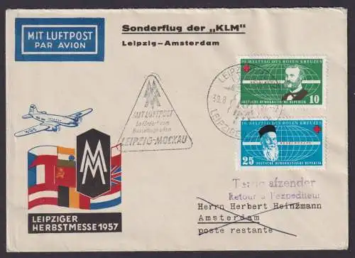 Flugpost Brief Air Mail KLM Sonderflug Leipzig Amsterdam auf tollem Umschlag