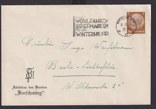 Berlin Deutsches Reich Drittes Reich Brief SST Kauft Wohlfahrtsbriefmarken für