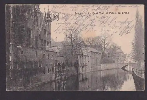 Ansichtskarte Bruges Brügge Belgien Palais Du France Fluss Brücke Feldpost