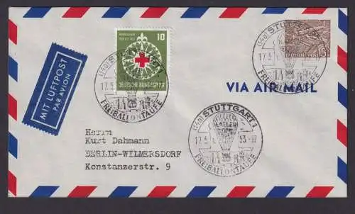 Ballon Flugpost Brief Air Mail tolle Privatganzsache Bauten mit 3 schönen SST