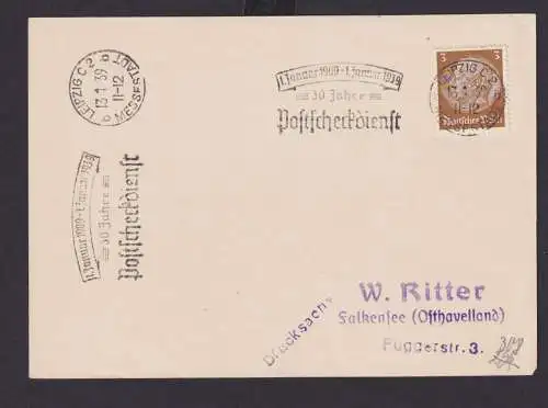 Leipzig Sachsen Deutsches Reich Drittes Reich Karte Postsache SST 1. Januar