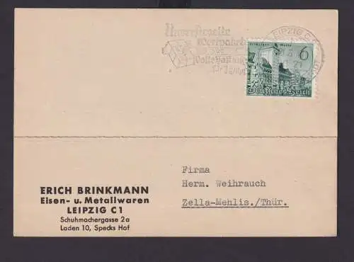 Leipzig Sachsen Deutsches Reich Drittes Reich Karte Postsache SST Unversiegelte